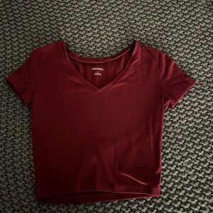 Wild Fable Deep Red V-Neck Crop Top